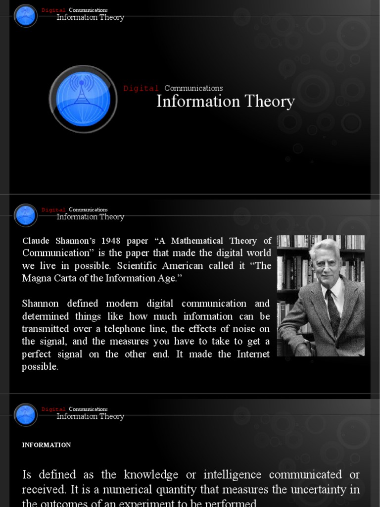 Information Theory | PDF | Information | Bandwidth (Signal Processing)
