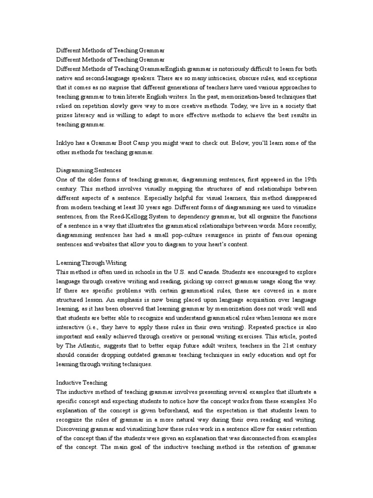 Effective Grammar Teaching Methods | PDF | Grammar | Teaching Method