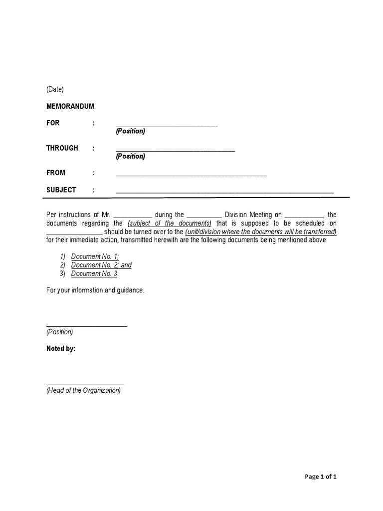 Memo of Transmittal Instructions | PDF