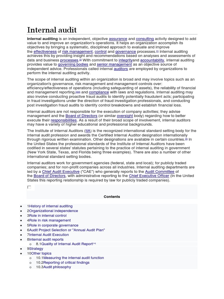 Understanding Internal Auditing Principles | PDF | Internal Audit ...