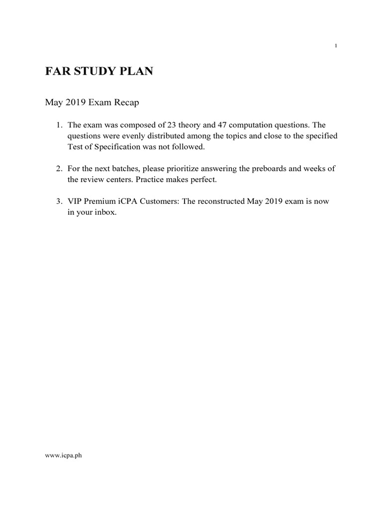 FAR Study Plan | PDF | Investing | Equity (Finance)