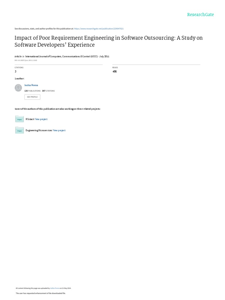 Impact of Poor Requirement Engineering in Software Outsourcing: A Study ...