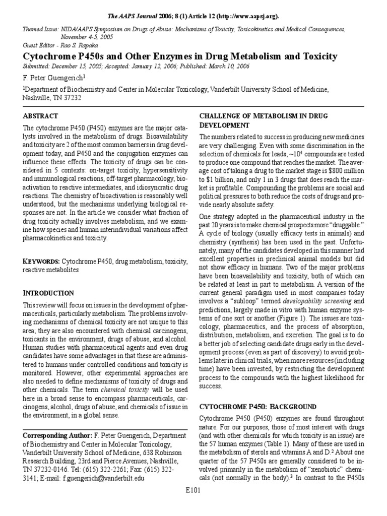 Drug Metabolism and Toxicity PDF | PDF | Drug Metabolism | Cytochrome P450