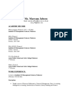 Ms. Maryam Jabeen: Academic Record