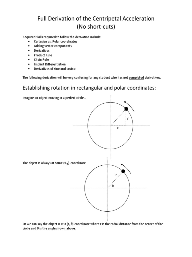 Full Derivation of The Centripetal Acceleration (No Short-Cuts) | PDF ...