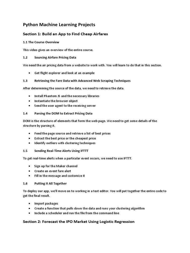 Python Machine Learning Projects: Section 1: Build An App To Find Cheap ...