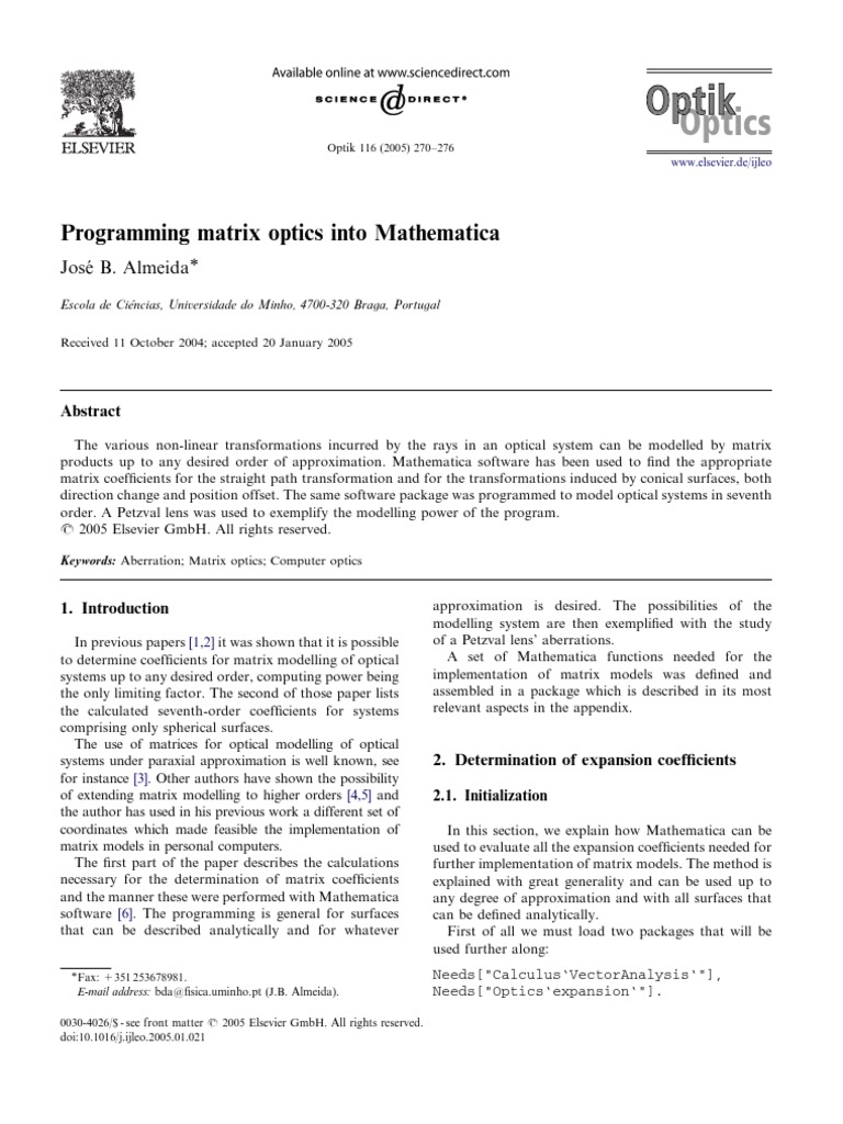 Optik Optik: Optics | PDF | Complex Number | Matrix (Mathematics)