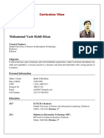 Muhammad Yasir Habib Khan: Curriculum Vitae