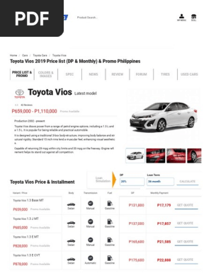 Toyota Vios 2019 Price List Dp Monthly Promo