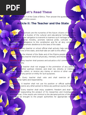 Article II the Teacher and the State