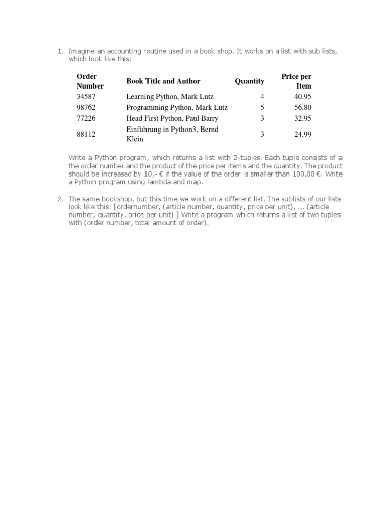 Python Exercises Pdf Mathematical Structures Mathematics Of Computing