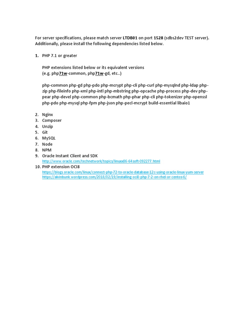 PHP Server Specs | PDF