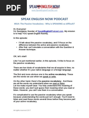 014 Why Is It So Difficult To Speak English Pdf Vocabulary Question