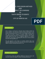 Lecture vs Discussion: Impact on 10th Grade Learning