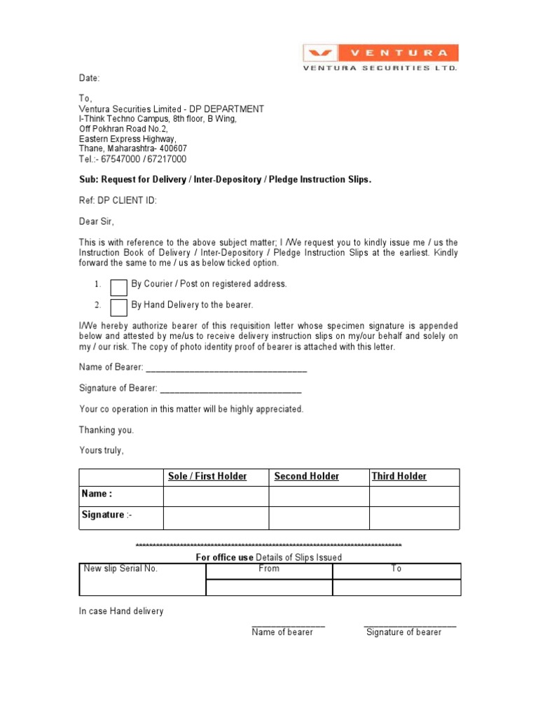 Request for Instruction Slips | PDF | Finance & Money Management | Law