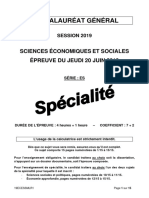 BAC ES 2019 spécialité