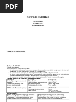 Planificare Semestriala Grupa Mijlocie