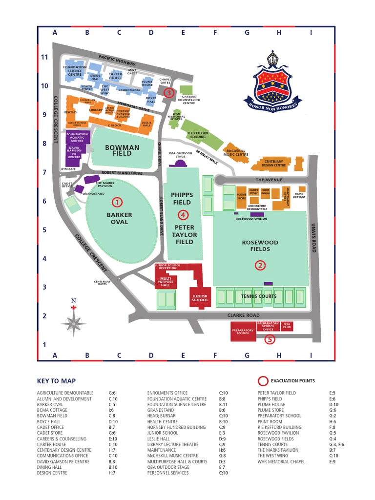 Barker College Campus Map 2017 Buildings And Structures