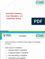 Descriptive Statistics, Cross-Tabulation, and Hypothesis Testing