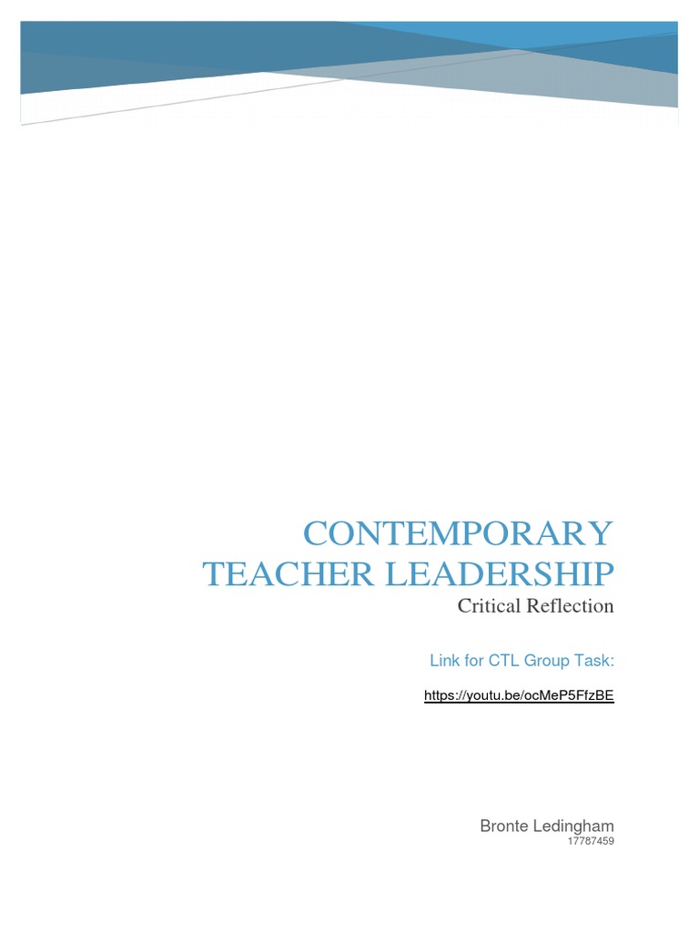 Teacher Leadership Reflection Insights | PDF | Teachers | Project Based ...