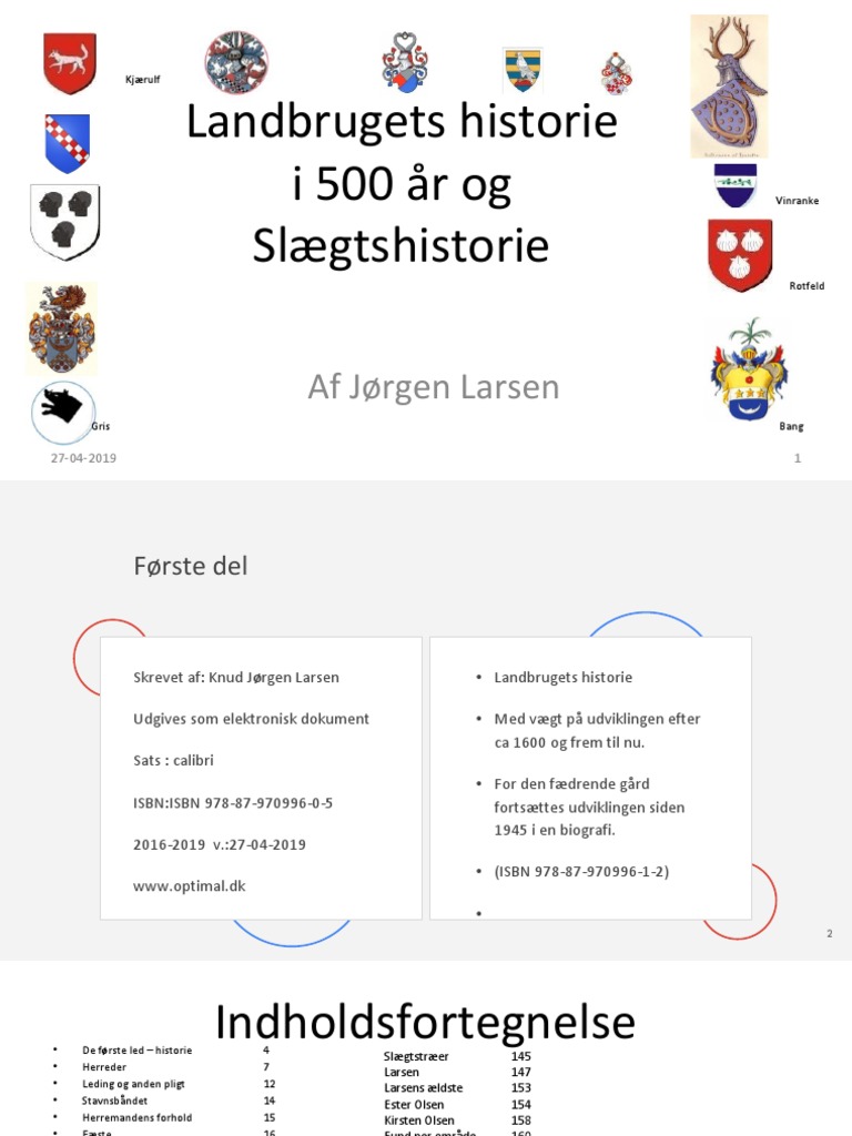 Landbrugets Historie I 500 År Slægtshistorie | PDF