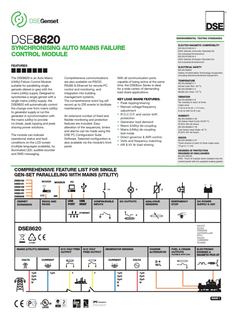 Dse8620 Data Sheet Usa Pdf Mains Electricity Programmable Logic