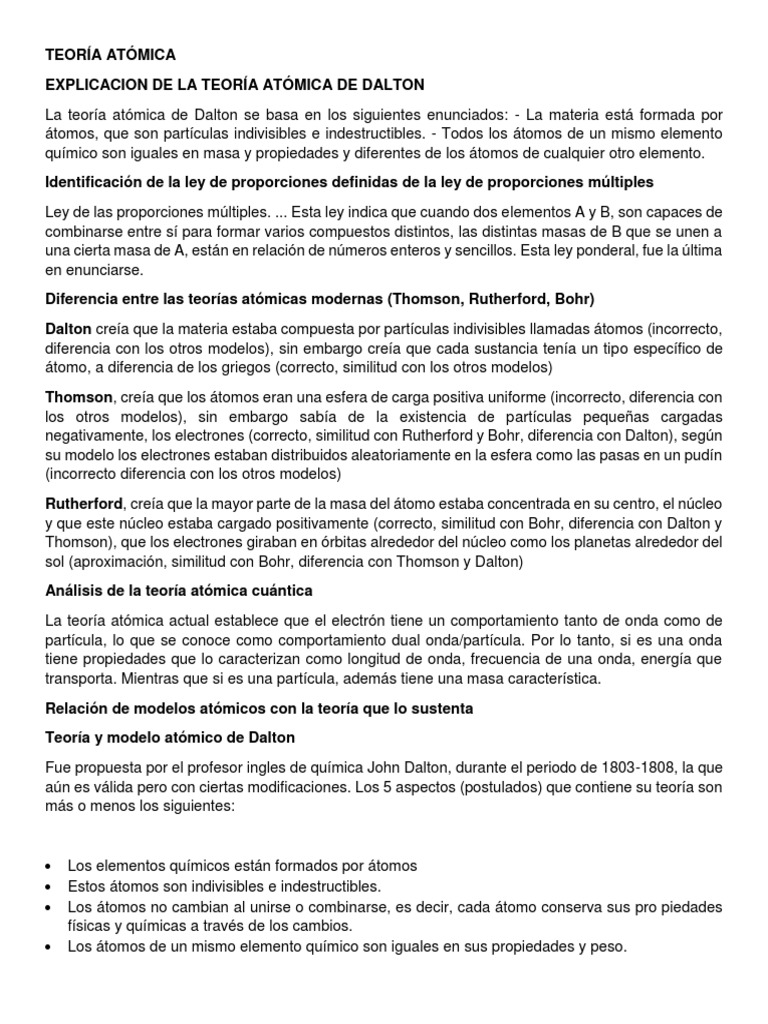 Teoría Atómica Pdf átomos Núcleo Atómico