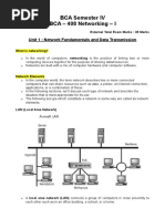 BCA Semester IV BCA - 408 Networking - I: Unit 1: Network Fundamentals and Data Transmission