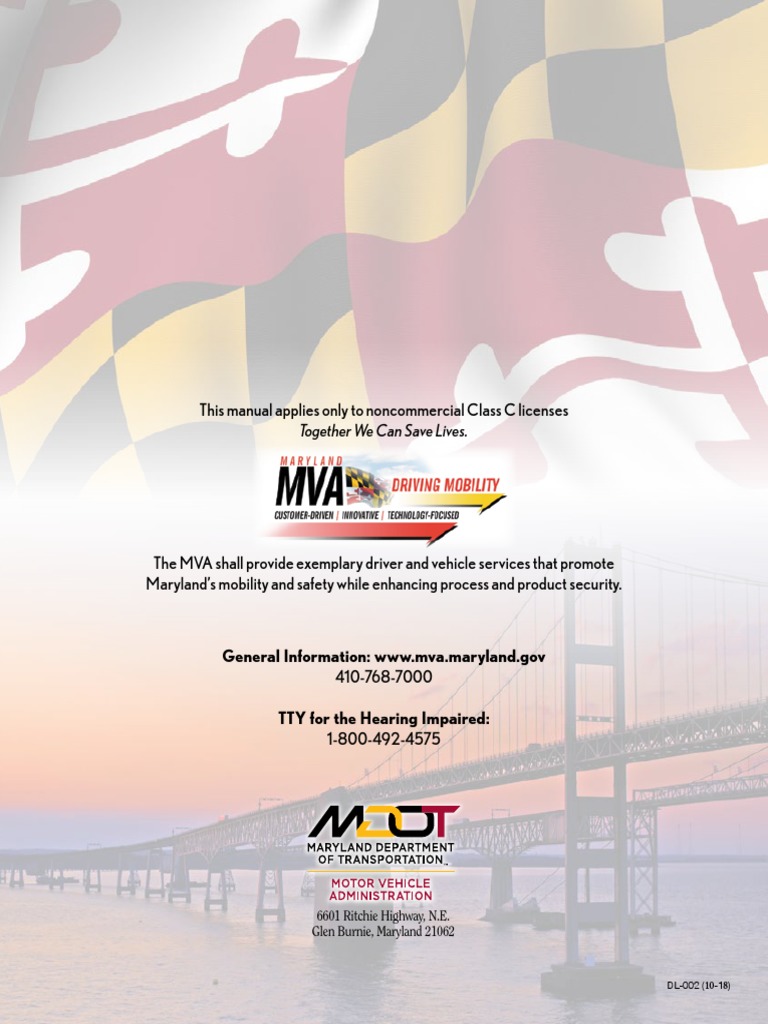 Driver's Manual Maryland Motor Vehicle Administration PDF Driving