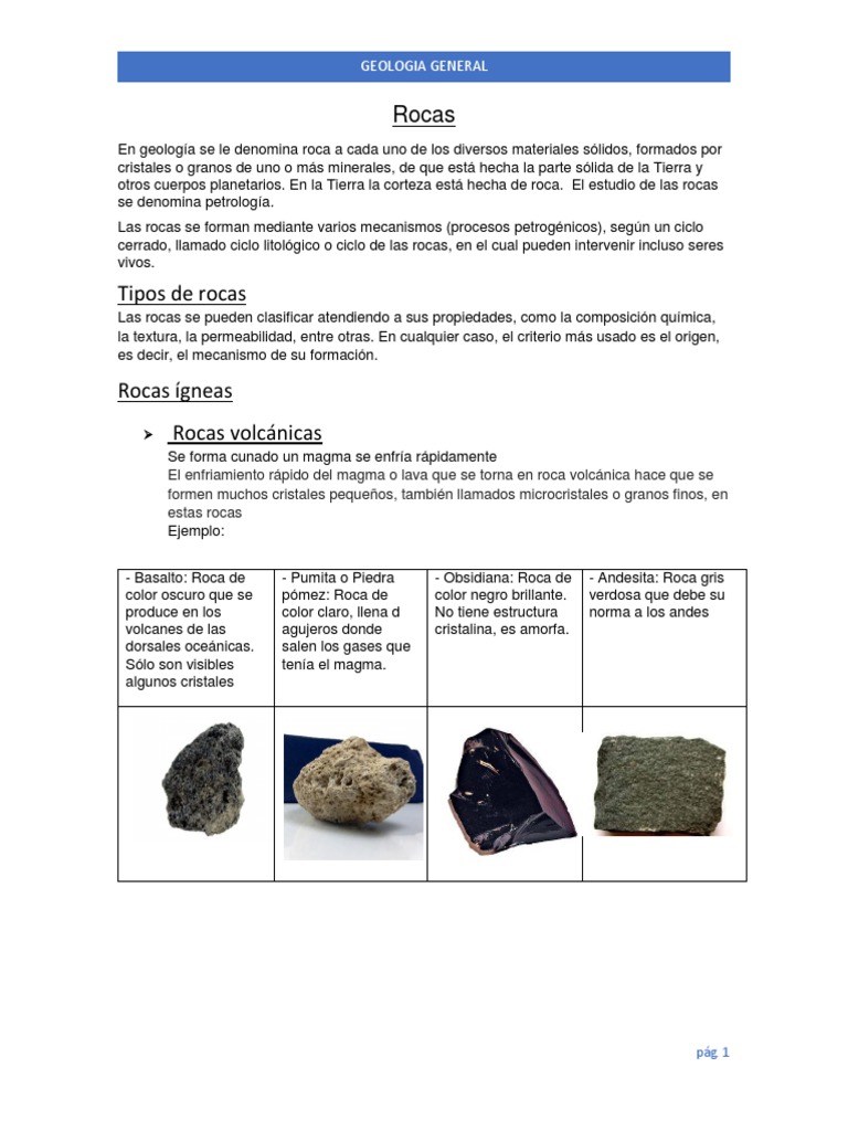 Clasificación de Rocas en Geología | PDF | Roca (geología) | Roca ígnea
