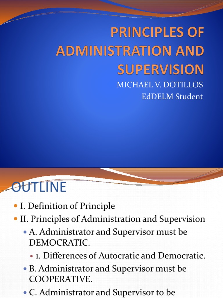 Principles of Administration and Supervision PDF Principle Truth