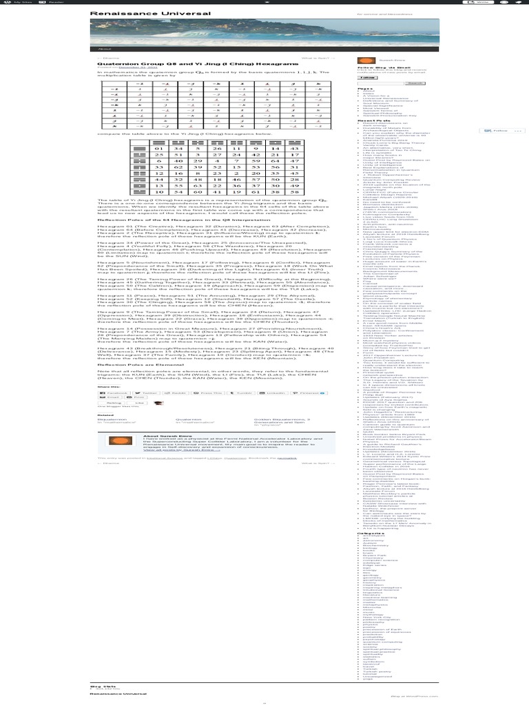 Quaternion Group Q8 and Yi Jing (I Ching) Hexagrams | PDF | Particle ...