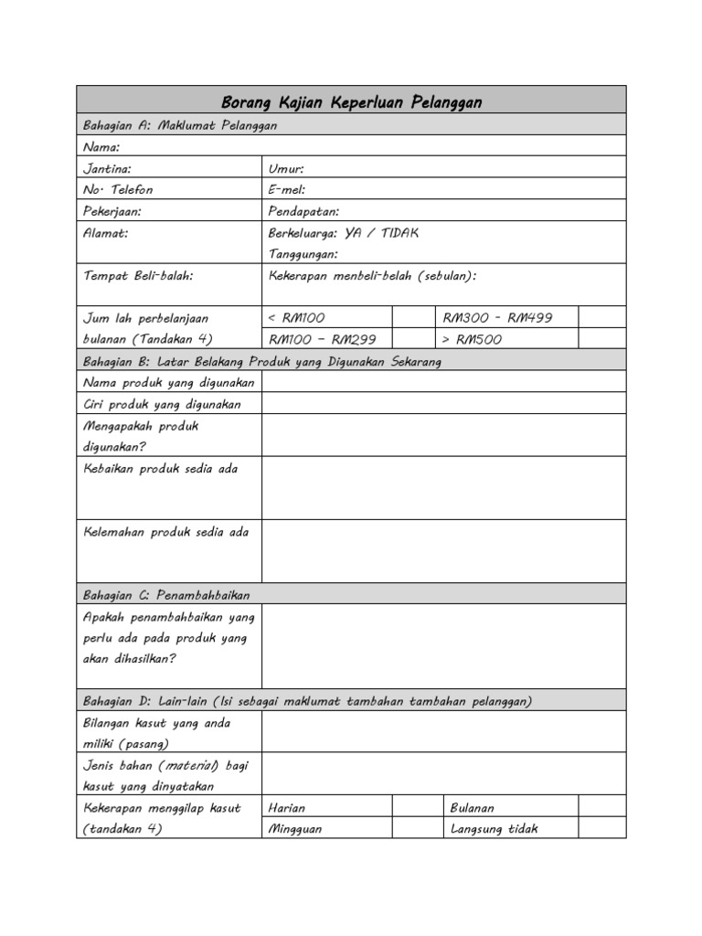 Borang Kajian Keperluan Pelanggan Ms40 Bk Teks T3 Pdf