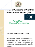 Audit of Accounts of Central Autonomous Bodies (AB) : Parimal Paul Director (Administration