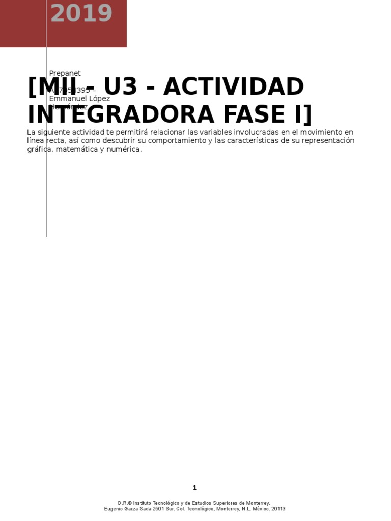 Mii U3 Actividad Integradora Fase I Velocidad Naturaleza