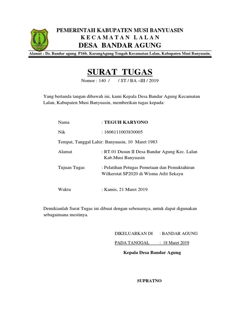 Download 77+ Contoh Surat Tugas Terbaik Gratis
