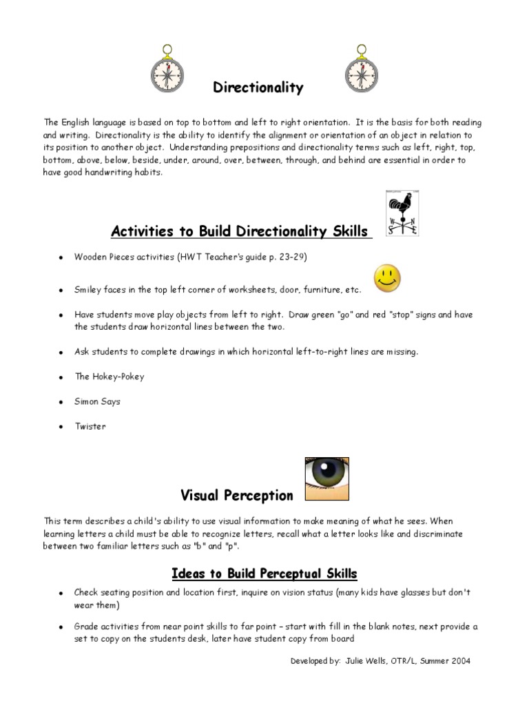Directionality and Visual Perception Skills | PDF | Perception | Writing