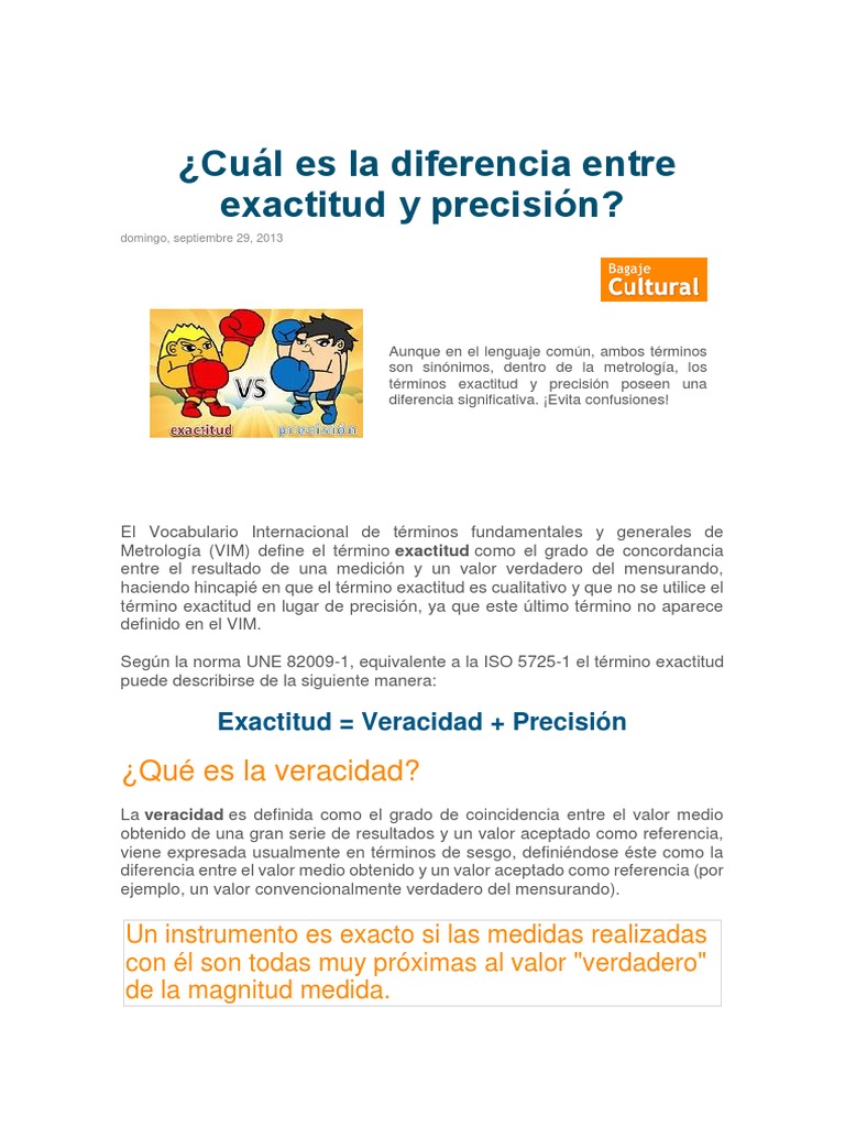 Cuál Es La Diferencia Entre Exactitud y Precisión | PDF | Exactitud y ...