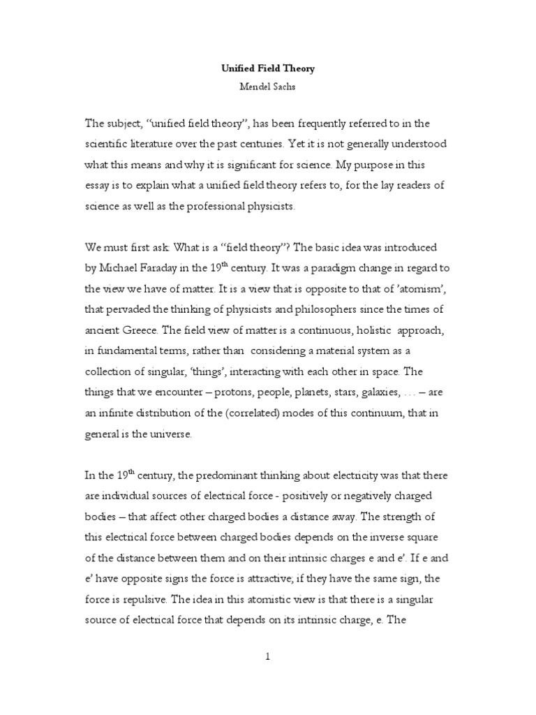 Unified Field Theory Explained by Sachs | PDF | Field (Physics ...