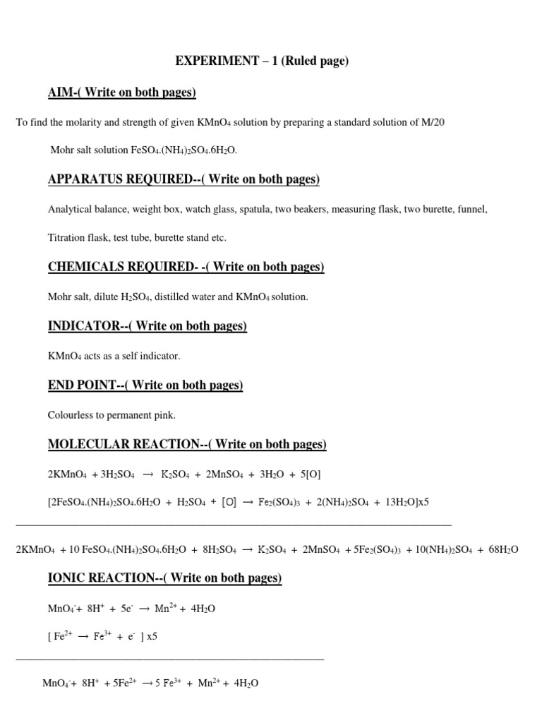 Chemistry Practical | PDF | Titration | Chemistry