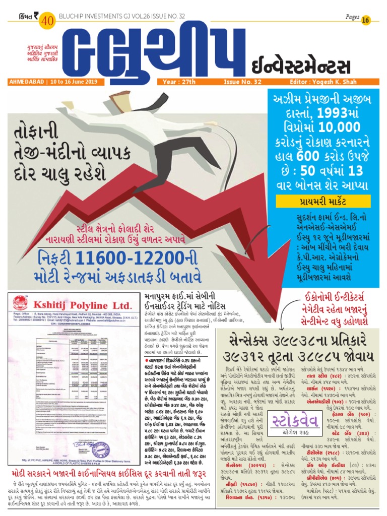 Bluechip Investments Weekly Issue No. (32) 10 To 16 June 2019 PDF