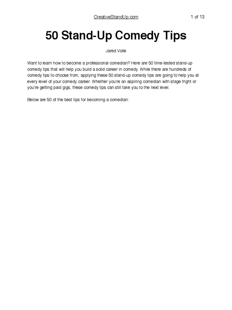 50 Best Comedy Tips PDF | PDF | Stand Up Comedy | Jokes