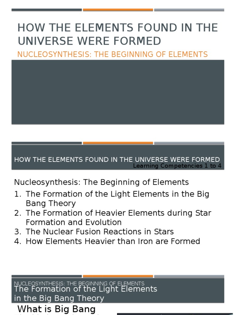 Formation of Elements in the Universe | PDF | Nuclear Fusion | Stars