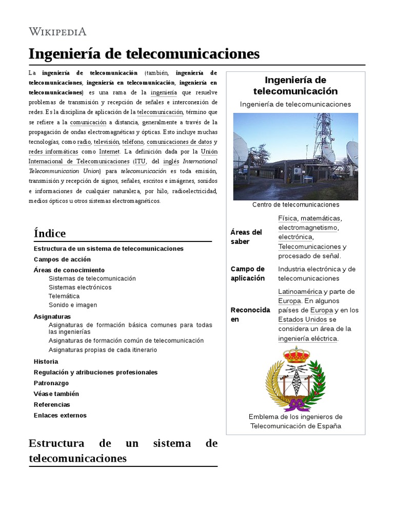 Ingenieria de Telecomunicaciones | PDF | Ingeniería en ...