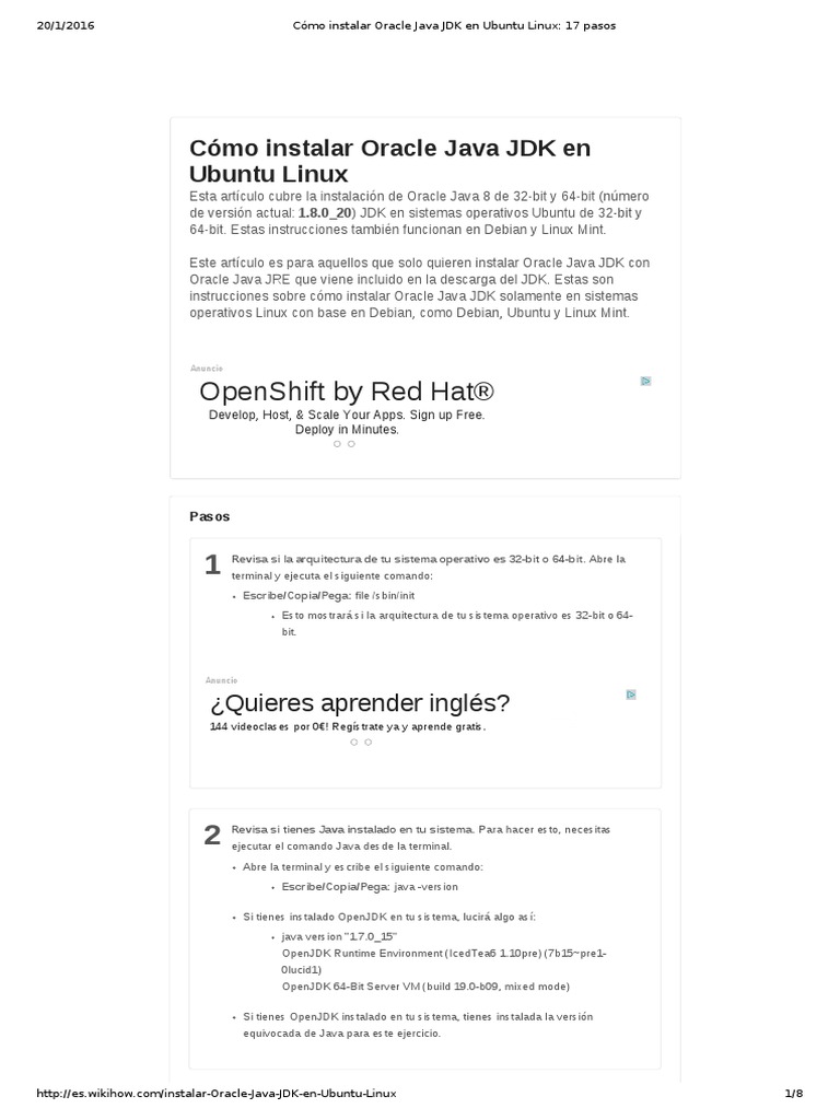 Cómo Instalar Oracle Java JDK en Ubuntu Linux - 17 Pasos | PDF | Java ...