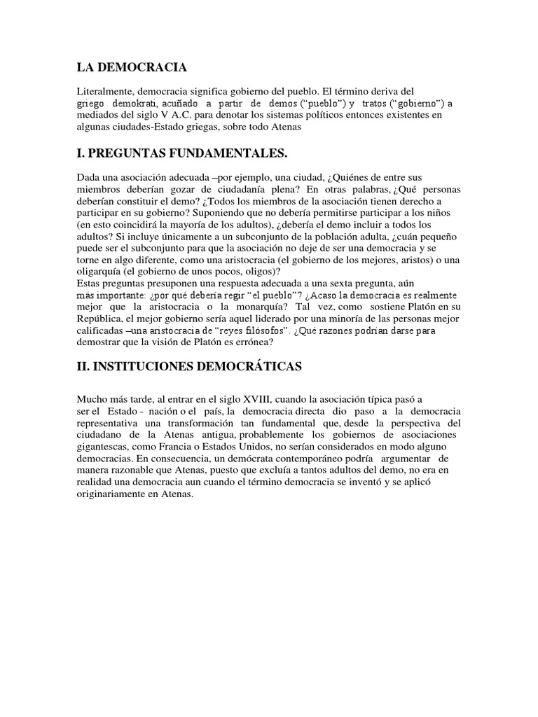 Orígenes y evolución de la democracia | PDF | Democracia | Ideologías ...