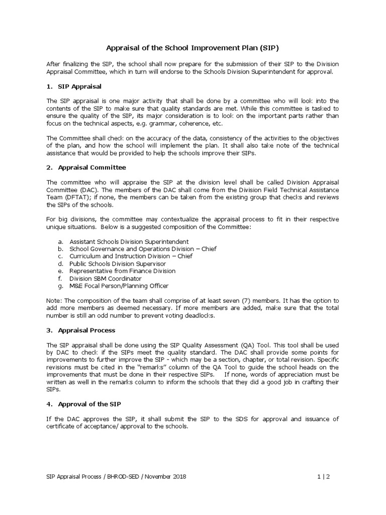 SIP Appraisal Process | PDF | Business