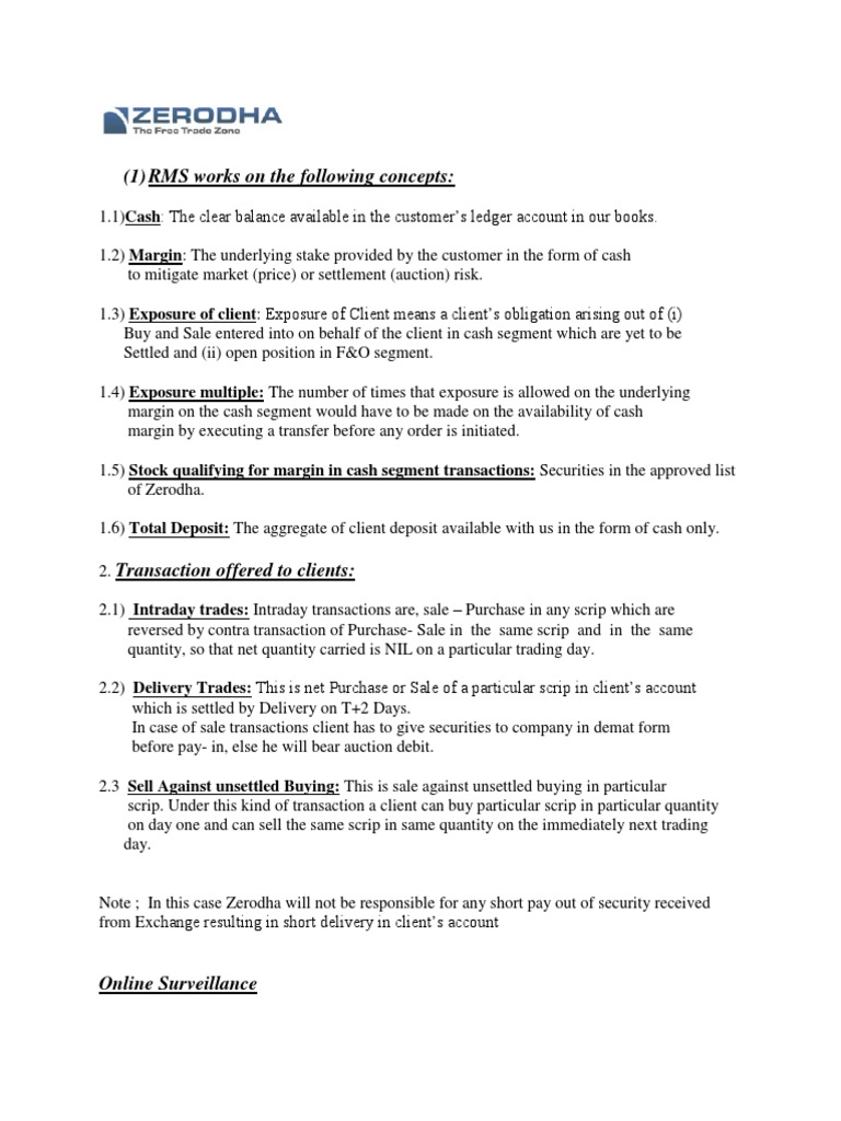 RMS Works On The Following Concepts PDF Margin (Finance) Day Trading