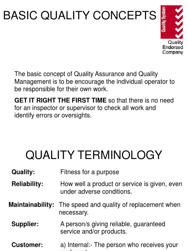 Basic Quality Assurance Concepts | PDF | Quality Assurance | Quality ...