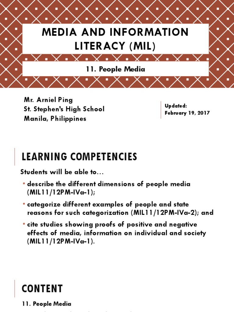 Understanding People Media in MIL | PDF | Mass Media | Journalism